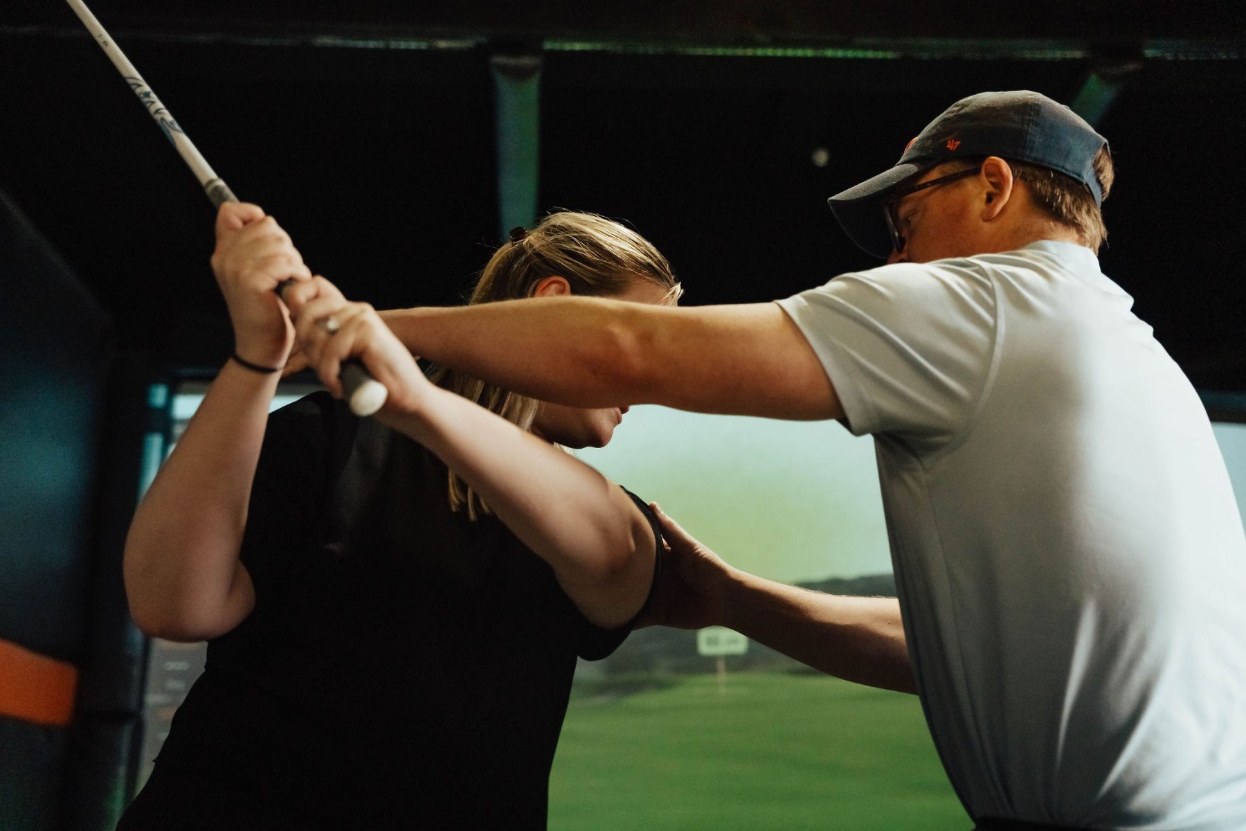 Golf lesson on a Trackman simulator at Hack Shack NYC